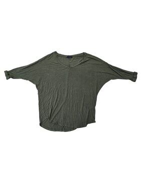 Signature Studio Women's V-Neck Oversized Dolman Top Olive Green Lightweight S